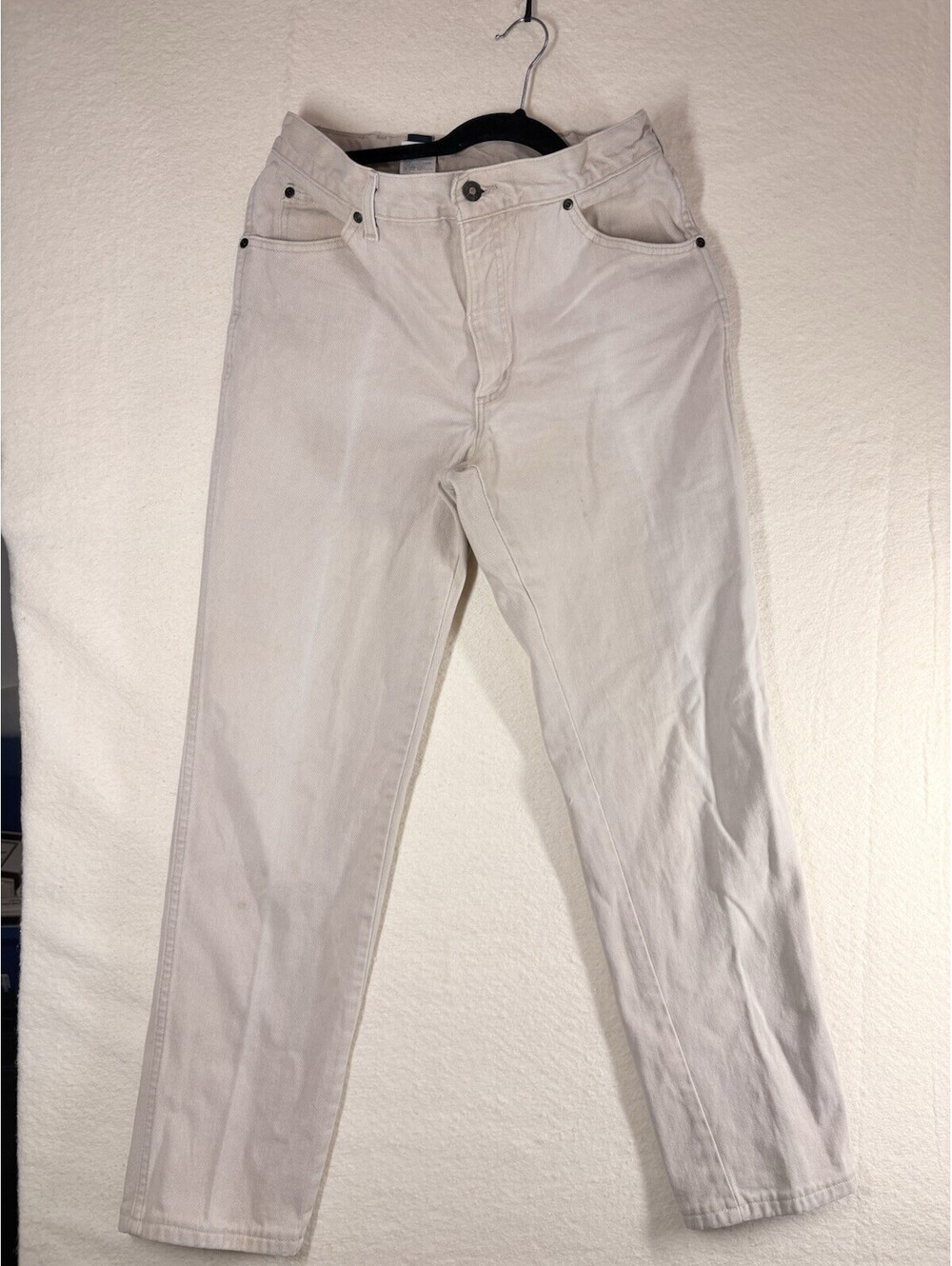 Jeans 34x28 Cream Lands’ End Square Rigger Straight Leg Cotton Denim